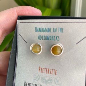 Golden PIETERSITE Stainless Steel Wire wrapped post earrings -